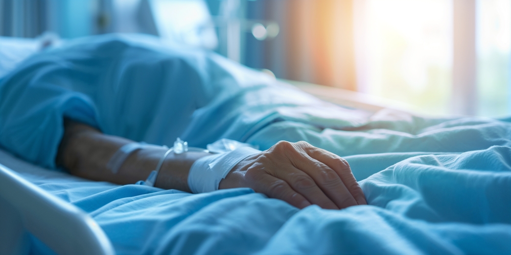 Elderly person with IV